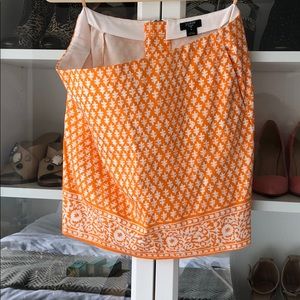 JCrew Orange & White Skirt